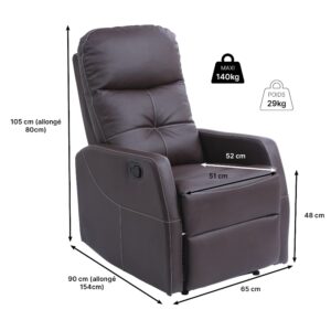 Fauteuil de relaxation Mercato simili-cuir chocolat