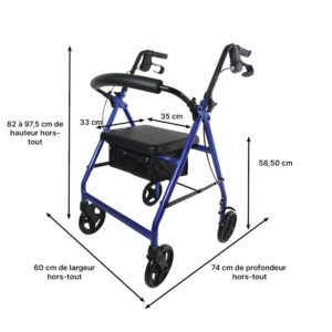 Rollator 4 Roues en Aluminium