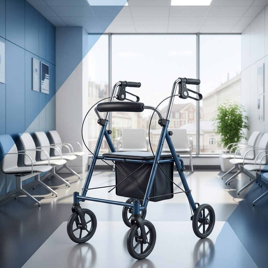 Illustration immersive du sujet : rollator pour personne âgée