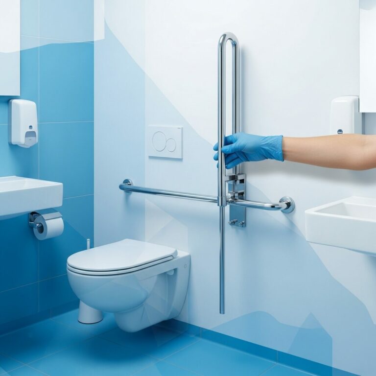 Illustration immersive du sujet : hauteur barre d'appui WC