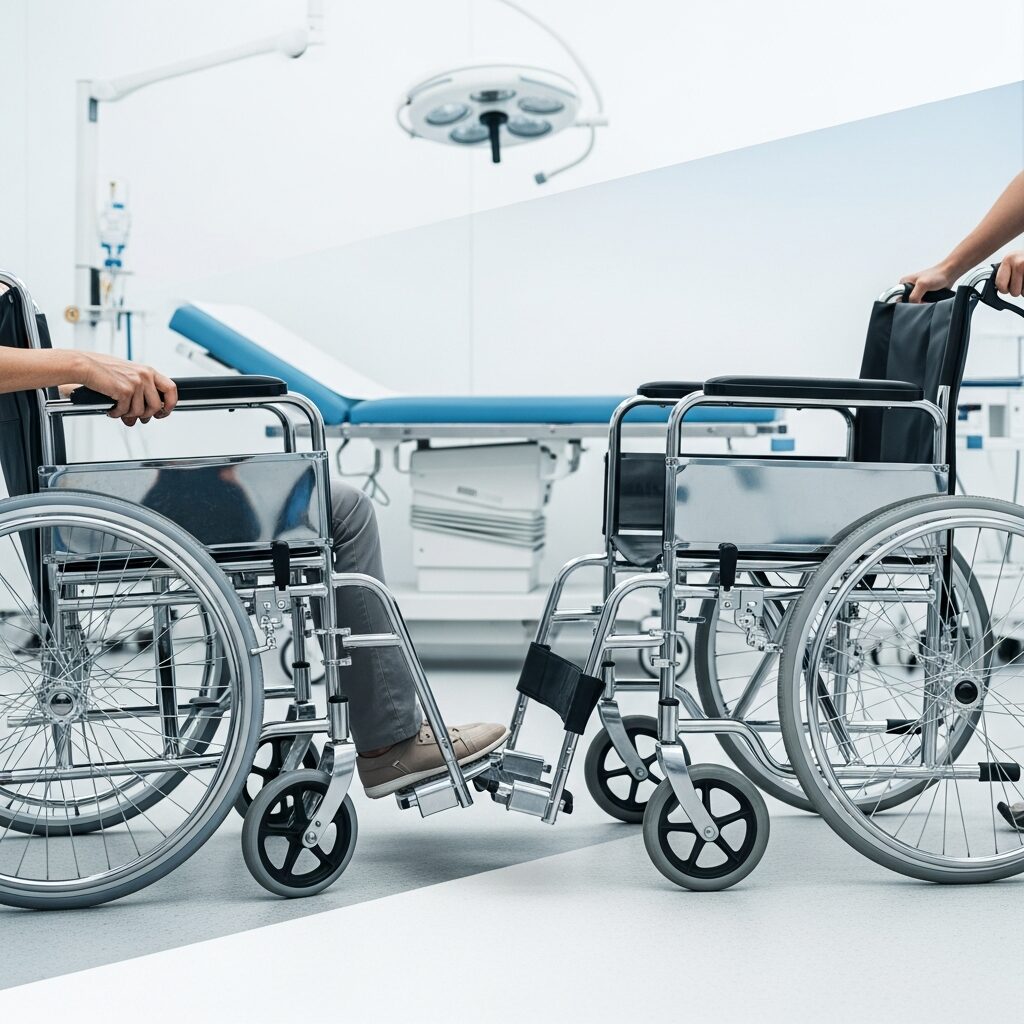 Illustration immersive du sujet : différence fauteuil roulant manuel