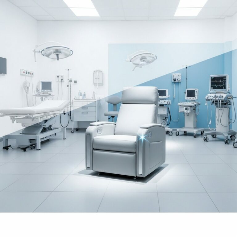 Illustration immersive du sujet : fauteuil releveur lit médicalisé