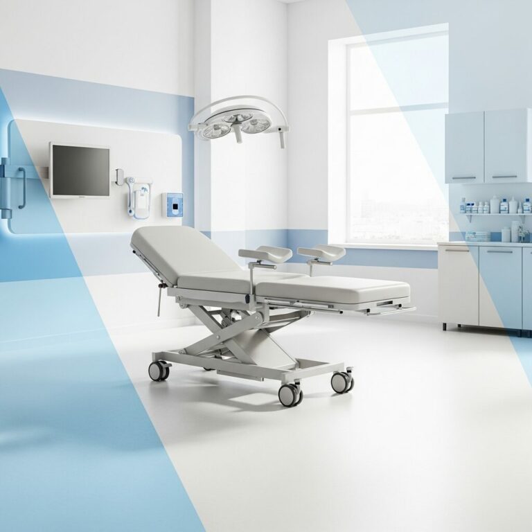 Illustration immersive du sujet : table d'examen médical