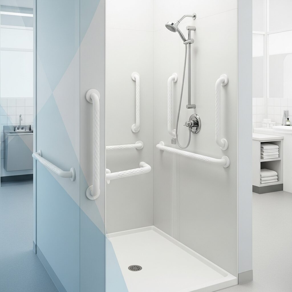 Illustration immersive du sujet : barres d'appui douche