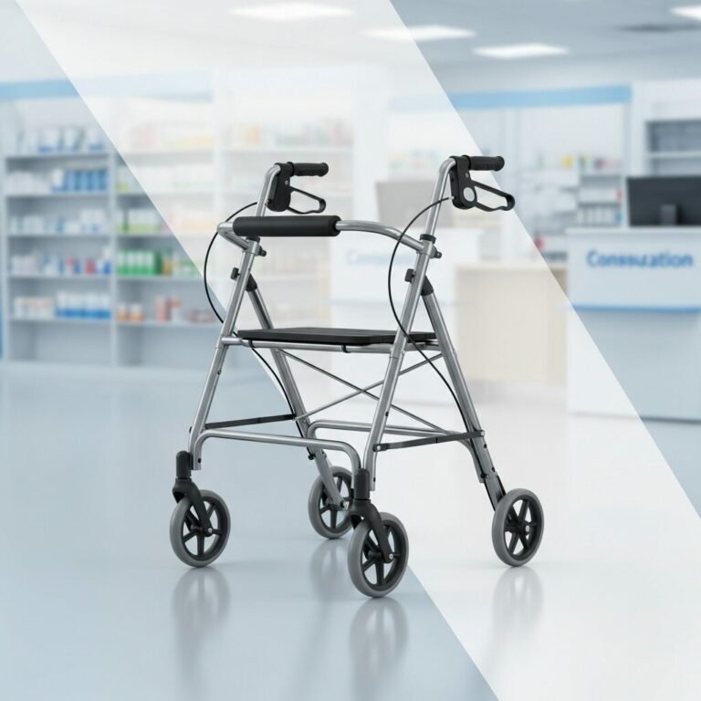 Illustration immersive du sujet : déambulateur en pharmacie