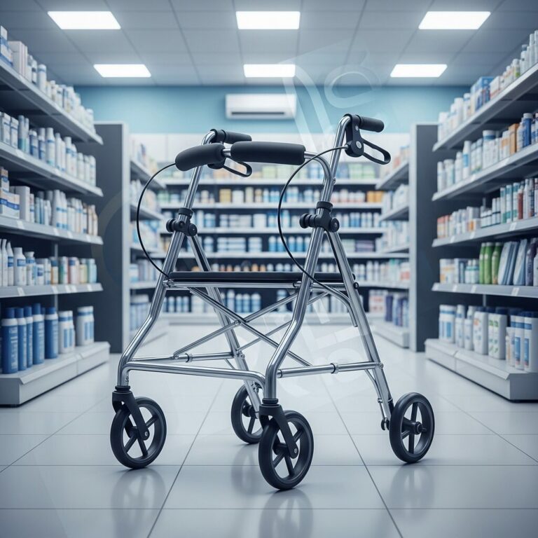 Illustration immersive du sujet : déambulateur en pharmacie