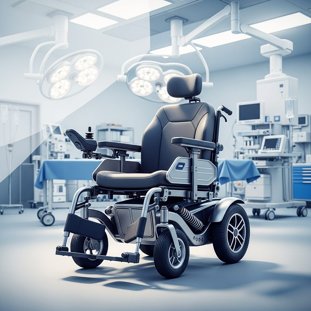 Illustration immersive du sujet : chaise roulante électrique haut de gamme