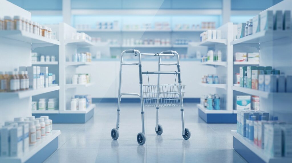 Illustration immersive du sujet : location déambulateur pharmacie