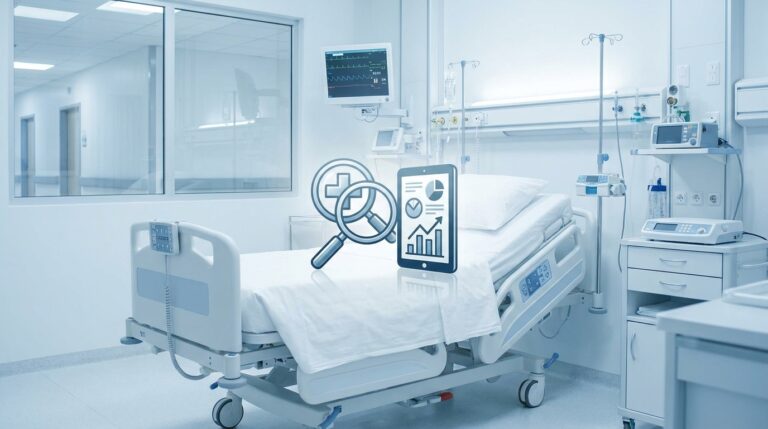 Illustration immersive du sujet : lit médicalisé électrique
